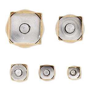 Clay cutter, Kemper&reg;, brass, 9mm-20mm assorted square with built-in pop-out tool. Sold per 5-piece set.