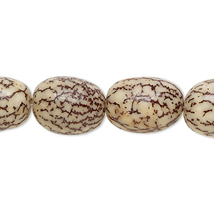 Bead, betel nut (waxed), 15x10mm-19x13mm oval. Sold per 15-1/2&quot; to 16&quot; strand.
