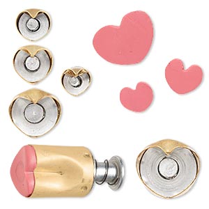 Clay cutter, Kemper&reg;, brass, 10x9mm-20.5x16.5mm assorted heart with built in pop-out tool. Sold per 5-piece set.