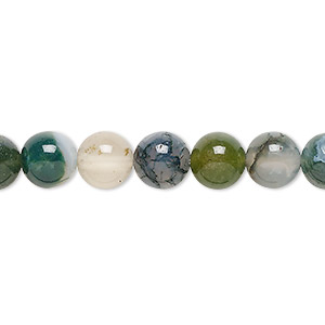 Bead, moss agate (natural), 8mm round, B grade, Mohs hardness 6-1/2 to 7. Sold per 15-1/2&quot; to 16&quot; strand.