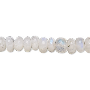 Bead, rainbow moonstone (natural), 6x3mm-8x5mm hand-cut rondelle, C grade, Mohs hardness 6 to 6-1/2. Sold per 15-1/2&quot; to 16&quot; strand.