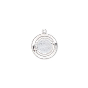Drop, sterling silver, 13mm single-sided round with 8mm round setting. Sold individually.