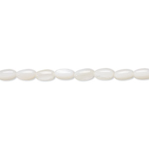 Bead, mother-of-pearl shell (bleached), white, 5x3mm oval, Mohs hardness 3-1/2. Sold per 15-1/2&quot; to 16&quot; strand.