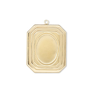 Drop, 14Kt gold-filled, 23x19mm single-sided rectangle with 14x10mm oval setting. Sold individually.