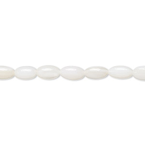 Bead, mother-of-pearl shell (bleached), white, 7x4mm oval, Mohs hardness 3-1/2. Sold per 15-1/2&quot; to 16&quot; strand.