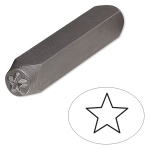 Stamp punch, tempered chrome vanadium steel, 5mm star, 2-3/4 x 3/8 inches.  Sold individually. - Fire Mountain Gems and Beads