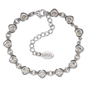 Bracelet Settings Stainless Steel Silver Colored