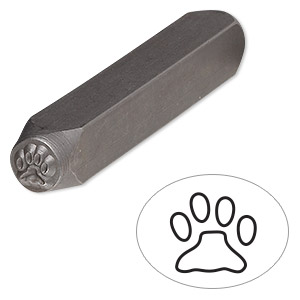 elevation ballon lærer Stamp punch, tempered chrome vanadium steel, 6mm paw print, 2-3/4 x 3/8  inches. Sold individually. - Fire Mountain Gems and Beads