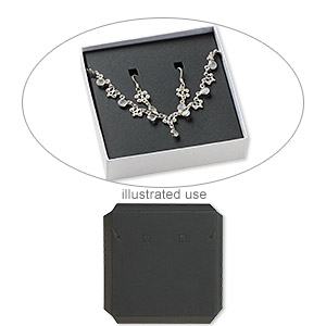 Box insert, paper, black, 3-1/2 x 3-1/2 x 3/4 inch square earring and  necklace card. Sold per pkg of 10. - Fire Mountain Gems and Beads