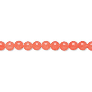 Bead, Malaysia &quot;jade&quot; (quartz) (dyed), watermelon, 4mm round, B grade, Mohs hardness 7. Sold per 15-1/2&quot; to 16&quot; strand.