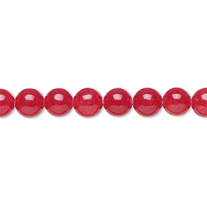 Bead, Malaysia &quot;jade&quot; (quartz) (dyed), red, 6mm round, B grade, Mohs hardness 7. Sold per 15-1/2&quot; to 16&quot; strand.