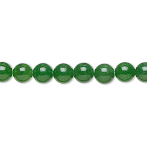 Bead, Malaysia &quot;jade&quot; (quartz) (dyed), green, 6mm round, B grade, Mohs hardness 7. Sold per 15-1/2&quot; to 16&quot; strand.