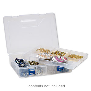 Organizer, clear plastic, 6-3/8 x 5-3/8 x 1-1/2 inch rectangle with 30  containers. Sold individually. - Fire Mountain Gems and Beads