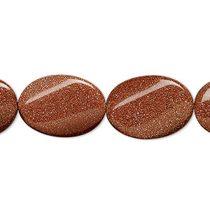 Bead, brown goldstone (glass) (man-made), 18x13mm twisted oval. Sold per 15-1/2&quot; to 16&quot; strand.