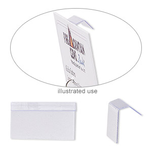 Earring card, PVC plastic, clear, 1 x 1/2 inch rectangle with adhesive front and no holes. Sold per pkg of 100.