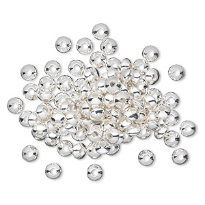 Bead, silver-plated brass, 5x3mm smooth saucer. Sold per pkg of 100.