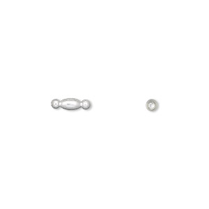 Bead, silver-plated brass, 8x2.5mm smooth fancy tube. Sold per pkg of 100.