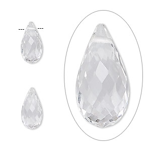 Bead, quartz crystal (natural), 12x6mm hand-cut top-drilled faceted briolette, B grade, Mohs hardness 7. Sold per pkg of 2.