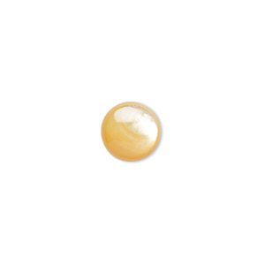 Cabochon, gold lip shell (natural), 10mm calibrated round, Mohs hardness 3-1/2. Sold per pkg of 2.