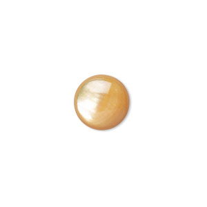 Cabochon, gold lip shell (natural), 12mm calibrated round, Mohs hardness 3-1/2. Sold per pkg of 2.