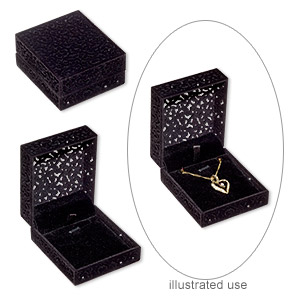 Bright Red Heart Flocked Velveteen Satin Lined Large Necklace Earring Gift Box