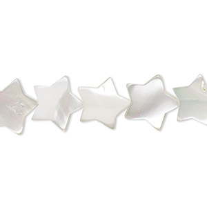 Bead, mother-of-pearl shell (bleached), white, 11x11mm star, Mohs hardness 3-1/2. Sold per 15-1/2&quot; to 16&quot; strand.