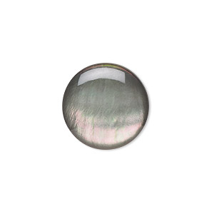 Cabochon, black lip shell (coated), 18mm calibrated round, Mohs hardness 3-1/2. Sold per pkg of 2.