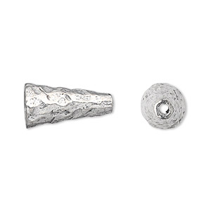 Cone, antiqued pewter (tin-based alloy), 18x10mm hammered, fits 8-10mm bead. Sold per pkg of 2.