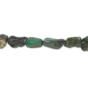 Bead, turquoise (dyed / stabilized), blue-green, small nugget, Mohs hardness 5 to 6. Sold per 15-1/2&quot; to 16&quot; strand.