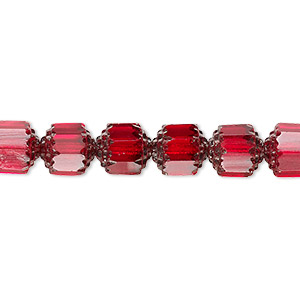 Bead, Czech glass, opaque red and metallic red, 8mm round cathedral. Sold per 15-1/2&quot; to 16&quot; strand.