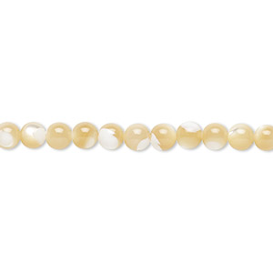 Bead, mother-of-pearl shell (natural), 4mm round, Mohs hardness 3-1/2. Sold per 15-1/2&quot; to 16&quot; strand.