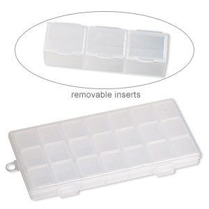 Organizer box, plastic, clear, 7 x 3-1/4 x 3/4-inch with (7) 3