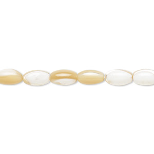 Bead, mother-of-pearl shell (natural), 8x5mm oval, Mohs hardness 3-1/2. Sold per 15-1/2&quot; to 16&quot; strand.