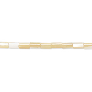 Bead, mother-of-pearl shell (natural), 5x3mm round tube, Mohs hardness 3-1/2. Sold per 15-1/2&quot; to 16&quot; strand.