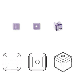 Bead, Crystal Passions&reg;, tanzanite, 4mm faceted cube (5601). Sold per pkg of 12.