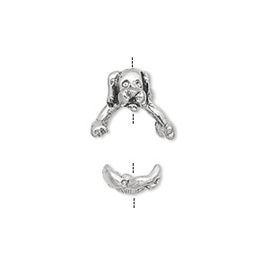 Bead cap, antiqued pewter (tin-based alloy), 14x12mm dog, fits 7-8mm bead. Sold per 2-piece set.