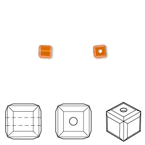 Bead, Crystal Passions&reg;, topaz, 4mm faceted cube (5601). Sold per pkg of 12.