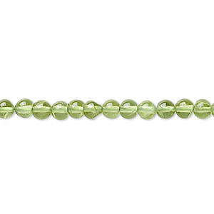 Bead, peridot (natural), 4mm round, B grade, Mohs hardness 6-1/2 to 7. Sold per 15-1/2&quot; to 16&quot; strand.