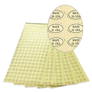Adhesive label, paper, gold and black, 1/2 x 5/16 inch oval with &quot;MADE IN USA.&quot; Sold per pkg of 1,000.