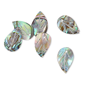 Bead, paua shell (natural), 13x8mm-14x10mm top-drilled leaf. Sold per pkg of 6.