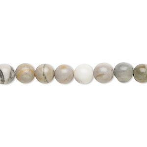 Bead, Picasso &quot;jasper&quot; (onyx marble) (natural), 6mm round, B grade, Mohs hardness 3. Sold per 15-1/2&quot; to 16&quot; strand.