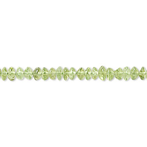 Bead, peridot (natural), 4x3mm hand-cut smooth rondelle, C grade, Mohs hardness 6-1/2 to 7. Sold per 15-1/2&quot; to 16&quot; strand.