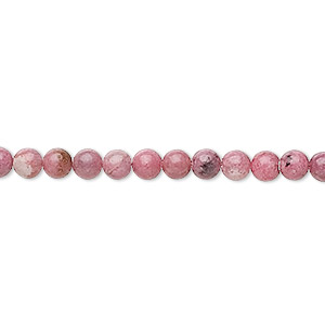 Bead, rhodonite (natural), 4mm round, B grade, Mohs hardness 5-1/2 to 6-1/2. Sold per 15-1/2&quot; to 16&quot; strand.