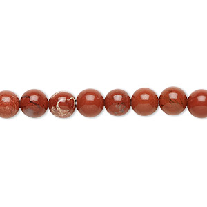Bead, red jasper (natural), 6mm round, B grade, Mohs hardness 6-1/2 to 7. Sold per 15-1/2&quot; to 16&quot; strand.