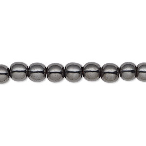 Bead, Hemalyke&#153; (man-made), magnetic, black, 6mm round. Sold per 15-1/2&quot; to 16&quot; strand.