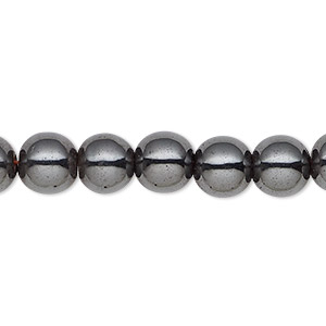 Bead, Hemalyke™ (man-made), magnetic, black, 8mm round. Sold per 15-1/2 ...