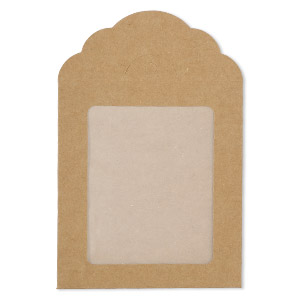 Earring / necklace card, kraft paper, 3 x 2-1/4 inches. Sold per pkg of ...
