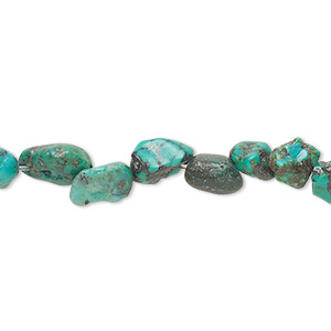 Bead, turquoise (dyed / stabilized), green-brown, mini to small nugget, Mohs hardness 5 to 6. Sold per 15-1/2&quot; to 16&quot; strand.