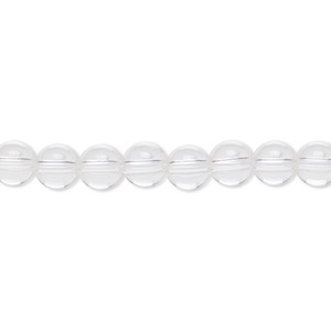 Bead, quartz crystal (natural), 6mm hand-cut round, B grade, Mohs hardness 7. Sold per 15-1/2&quot; to 16&quot; strand.