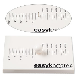Cord knotter, easyknotter&reg;, plastic and steel, white and black, 6 x 4 x 1/2 inch flat rectangle with 1/4 inch markings and 1/2 inch pin, includes protective knob for pin and instructions. Sold individually.